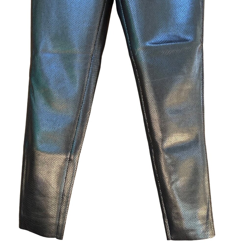 Zara Black Faux Snake Skin Vegan Leather Skinny Pants Size M - Picture 3 of 11